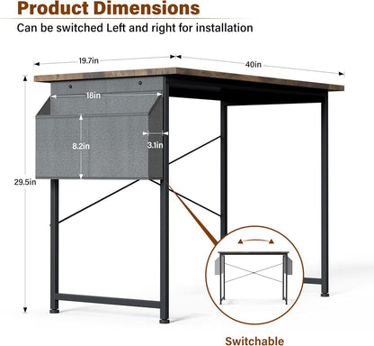 40 Inch Small Space Writing Desk With Headphone Hooks