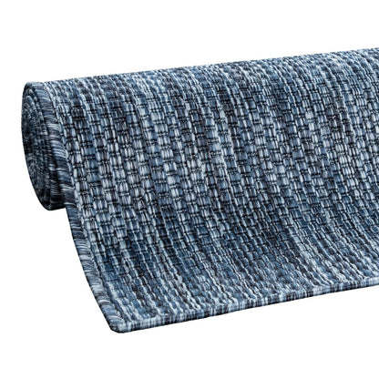 Solid Outdoor Rug for Patio or Balcony weatherproof in Mottled Blue