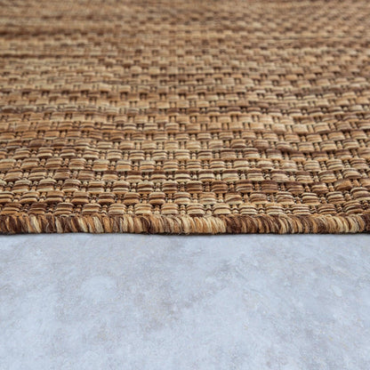 Solid Outdoor Rug for Patio or Balcony weatherproof in Mottled Brown Beige