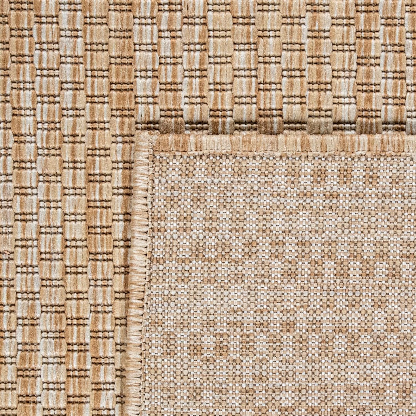 Solid Outdoor Rug for Patio or Balcony weatherproof Mottled Light-Brown Beige