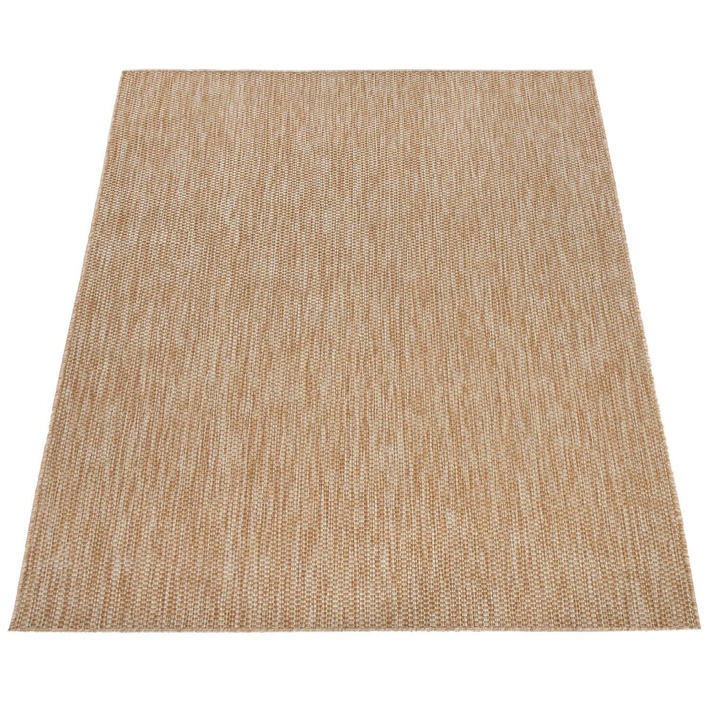 Solid Outdoor Rug for Patio or Balcony weatherproof Mottled Light-Brown Beige