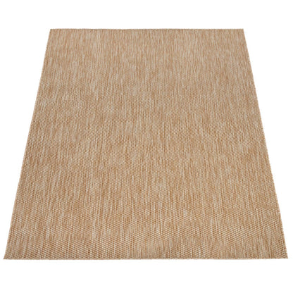 Solid Outdoor Rug for Patio or Balcony weatherproof Mottled Light-Brown Beige