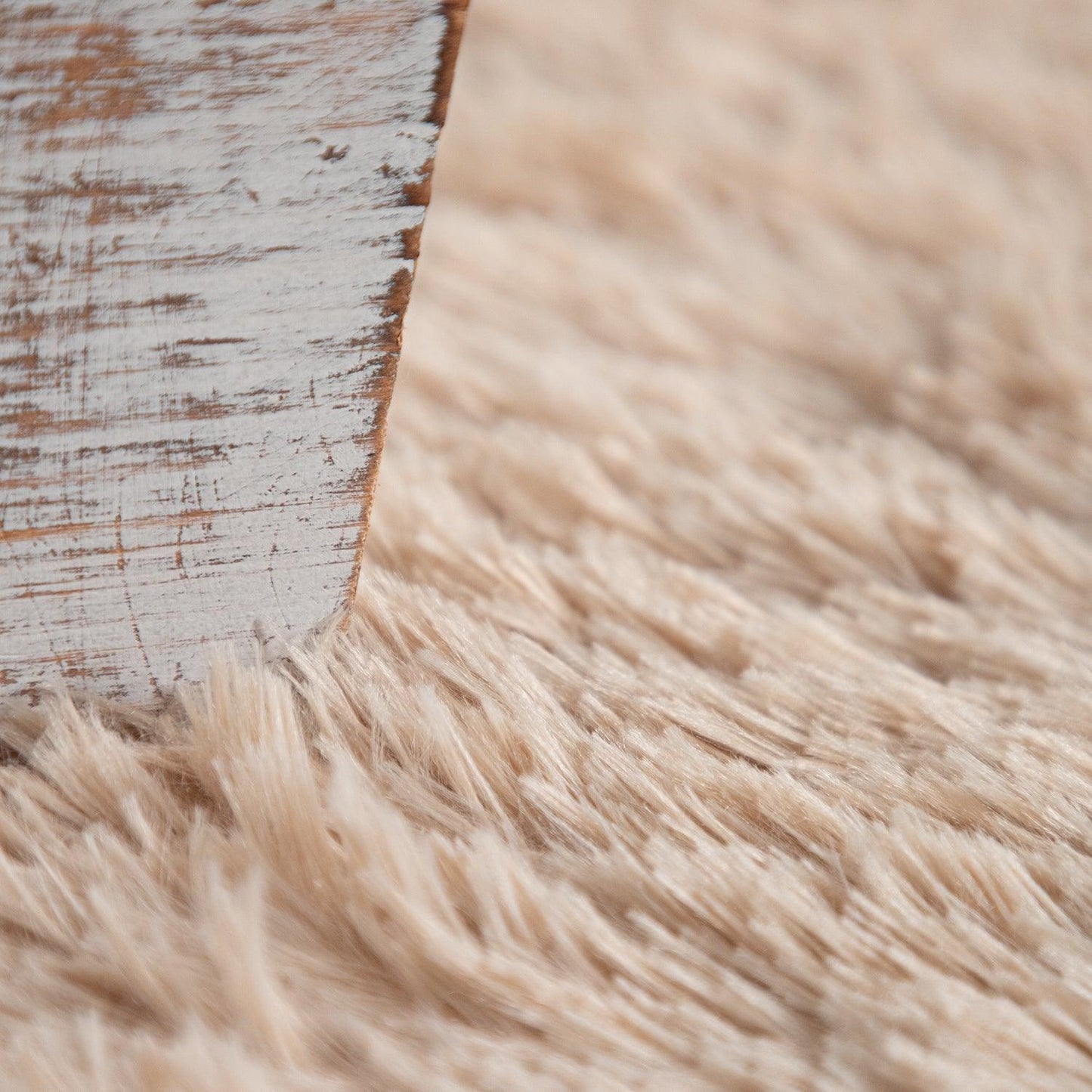 Solid Shag Rug Silky Soft & Fluffy In Beige