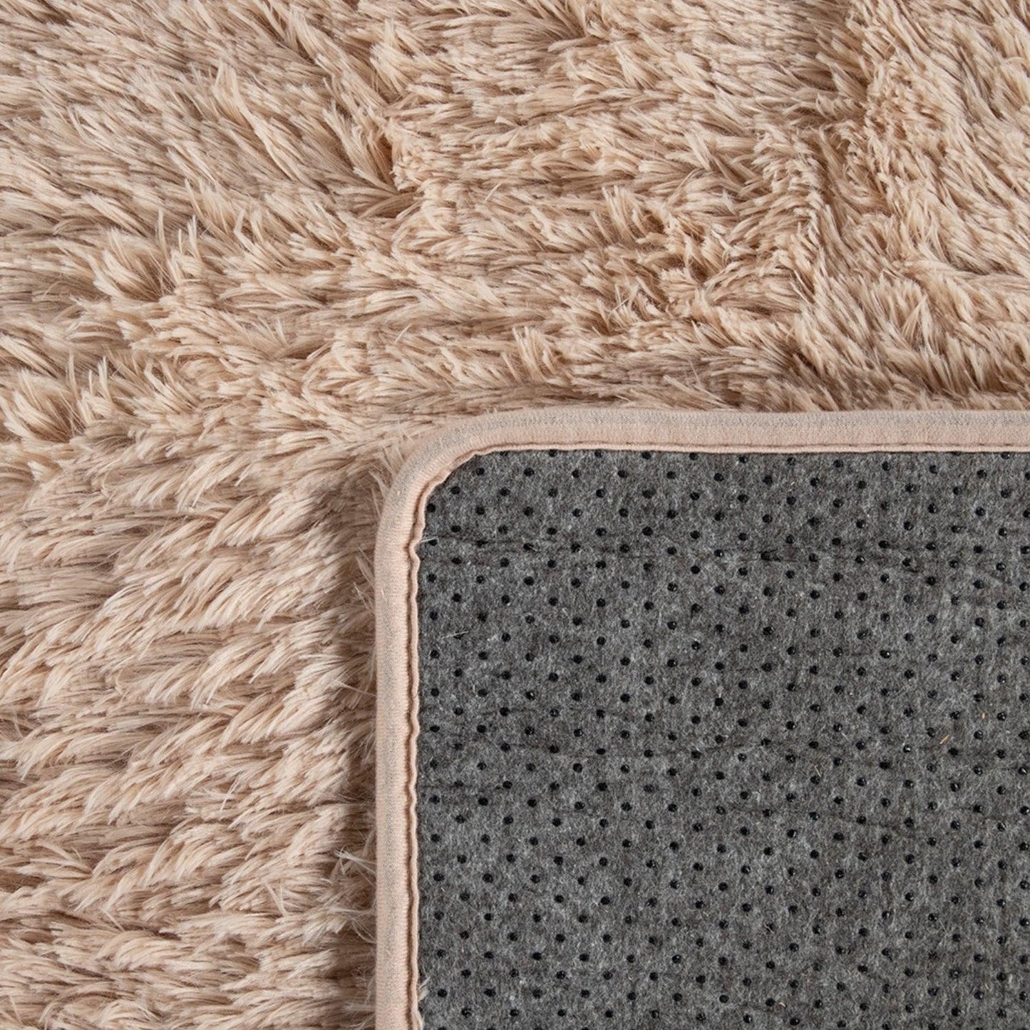 Solid Shag Rug Silky Soft & Fluffy In Beige
