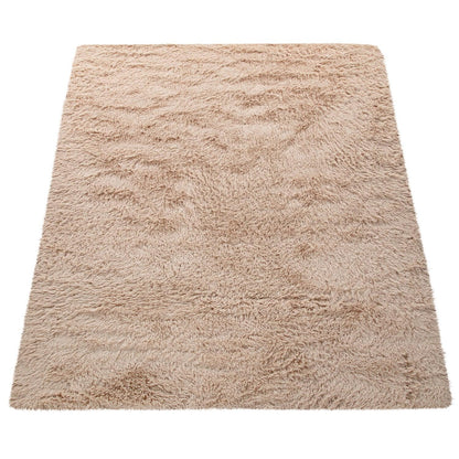 Solid Shag Rug Silky Soft & Fluffy In Beige