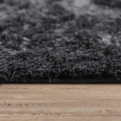 Solid Shag Rug Silky Soft & Fluffy In Black