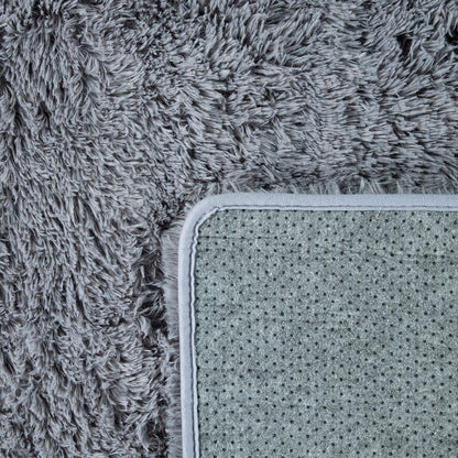Solid Shag Rug Silky Soft & Fluffy In Grey