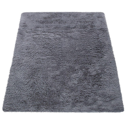 Solid Shag Rug Silky Soft & Fluffy In Grey