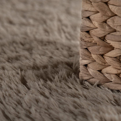 Solid Shag Rug Silky Soft & Fluffy In Light-Brown
