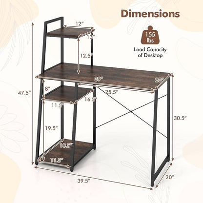 Space-Saving Computer Desk With Shelves For Small Areas