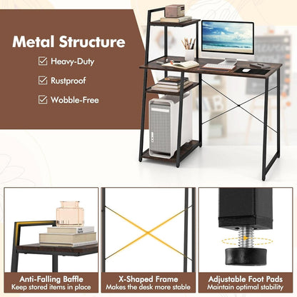 Space-Saving Computer Desk With Shelves For Small Areas
