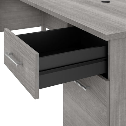 Spacious Home Office Desk with Drawers in Gray