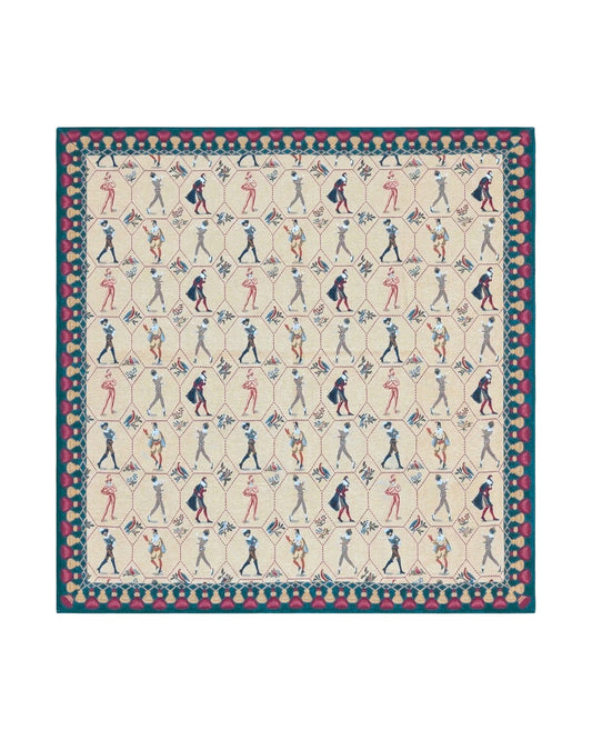 Square Tapestry 5x5, Wall Hanging, Human Pictorials, Court Jesters, Vintage