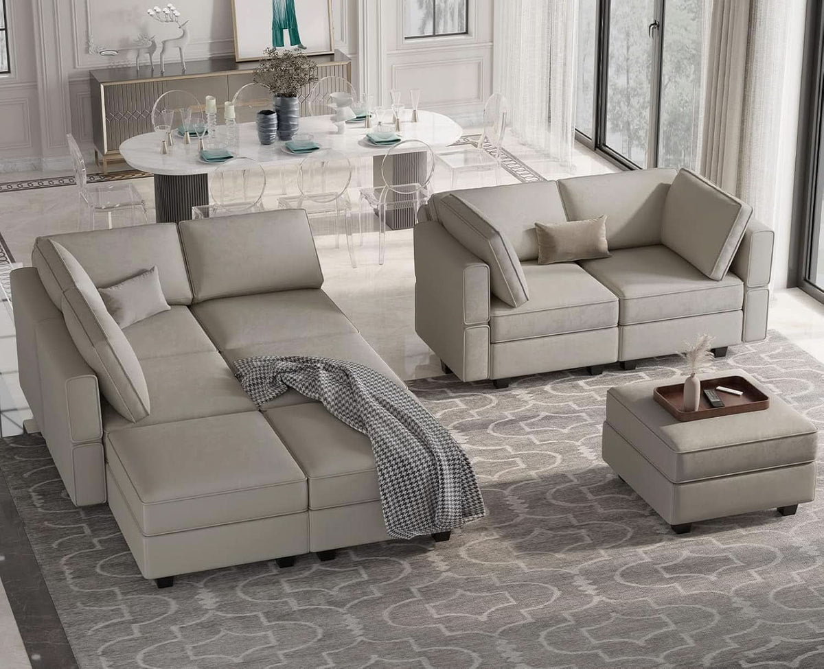 Stylish Modular Sectional Sofa with Reversible Chaise