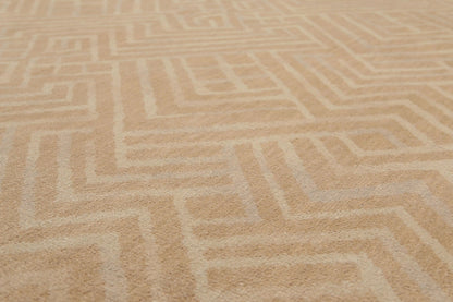 6' x 9' Hand Knotted Geometric Pattern 100% Wool Area rug Tan