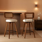 Swivel Counter Height Bar Stools Cream White Rattan Back