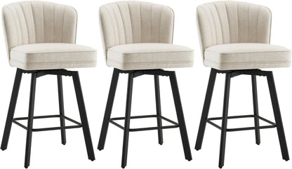 Swivel Counter Height Bar Stools Set Of 3 26 Inch Beige