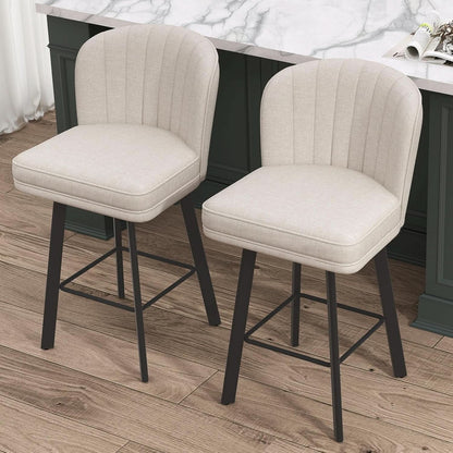 Swivel Counter Height Bar Stools Set Of 3 26 Inch Beige