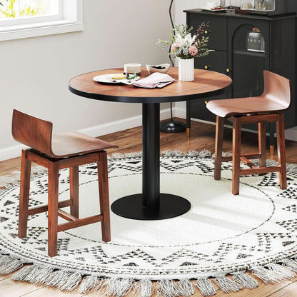 Walnut Swivel Bar Stools Set Of 4 Counter Height Kitchen