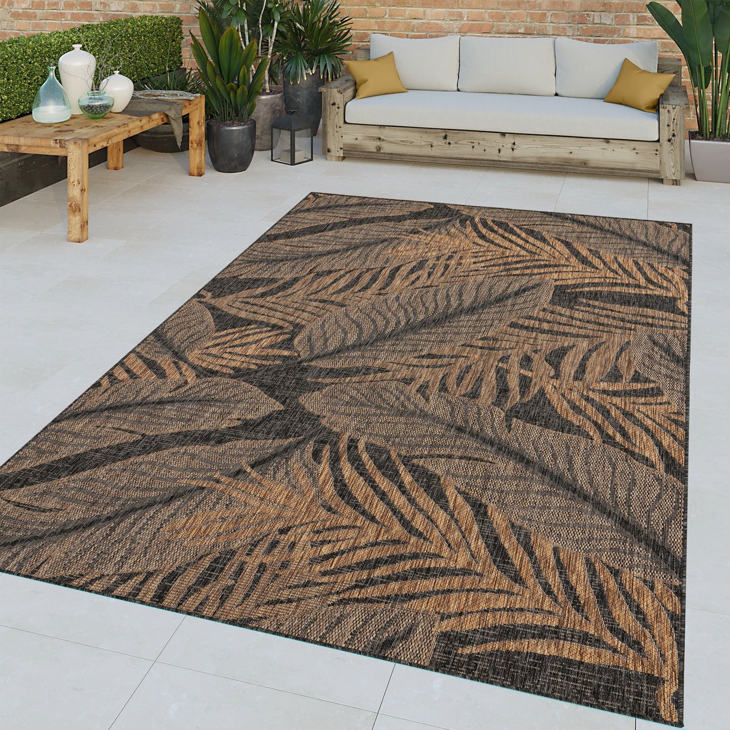 Indoor & Outdoor Rug Captera with Leaves Design