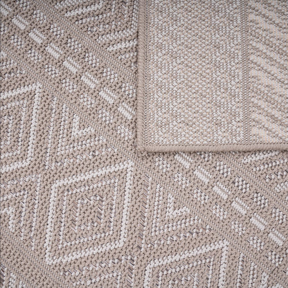 Outdoor Rug Vermont Stain-Resistant with Boho Pattern in Beige