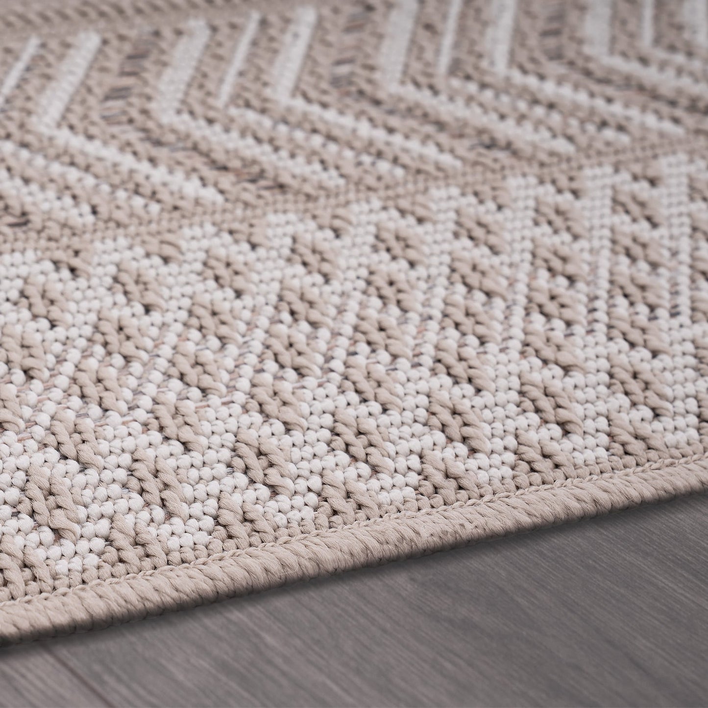 Outdoor Rug Vermont Stain-Resistant with Boho Pattern in Beige