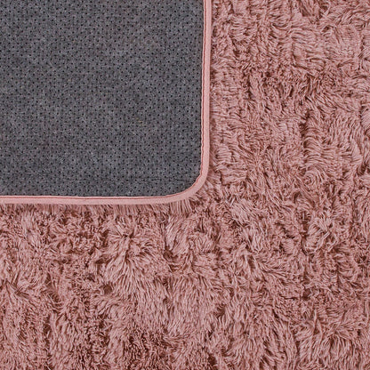 Solid Shag Rug Silky Soft & Fluffy In Rose