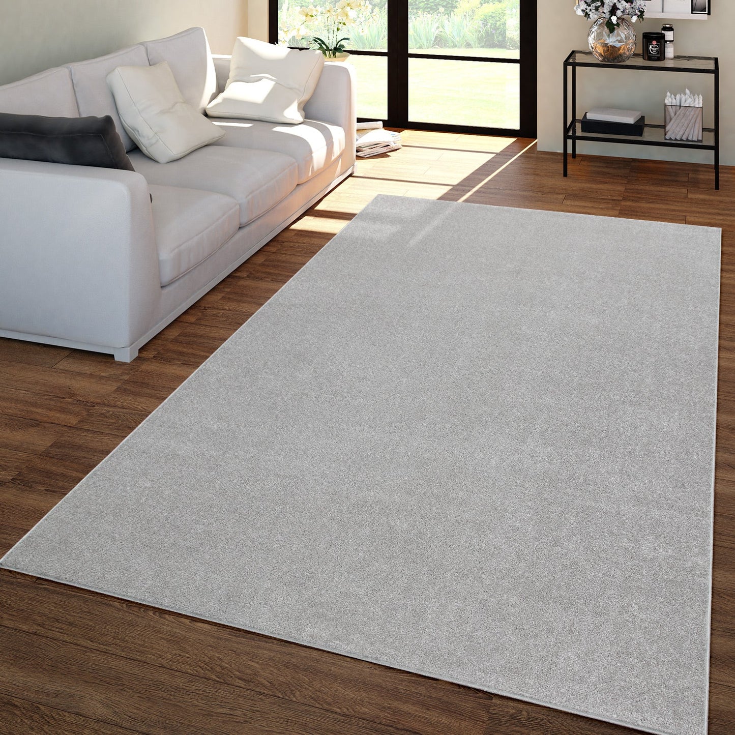 Solid Flatweave Rug Porto for Living Room - Silver