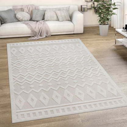 Indoor Outdoor Rug Livorno Geometric Trellis Pattern In Cream