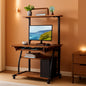 Three Tier Rolling Computer Desk with Keyboard Tray