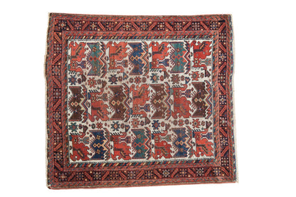 4x4.5 Antique Afshar Square Rug