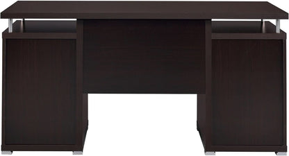 55 Inch Modern Wood Desk With 2 Drawers For Home Office