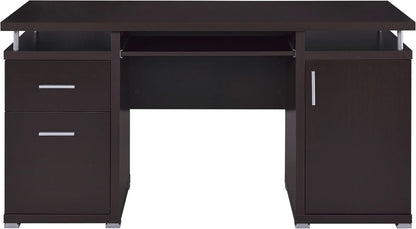55 Inch Modern Wood Desk With 2 Drawers For Home Office