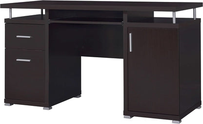 55 Inch Modern Wood Desk With 2 Drawers For Home Office