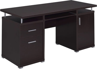55 Inch Modern Wood Desk With 2 Drawers For Home Office