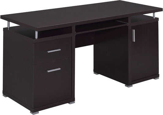 55 Inch Modern Wood Desk With 2 Drawers For Home Office