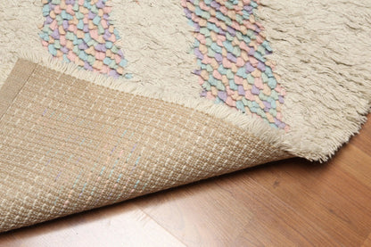 4' x 6' Handmade Shaggy 100% wool thick dense pile area rug Beige