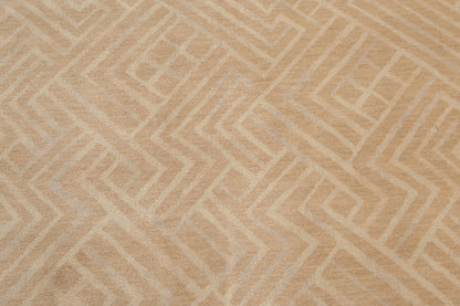 6' x 9' Hand Knotted Geometric Pattern 100% Wool Area rug Tan