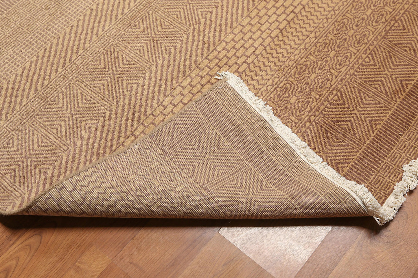 8' x 10' Hand Knotted Contemporary 100% Wool Pile Area Rug Tan