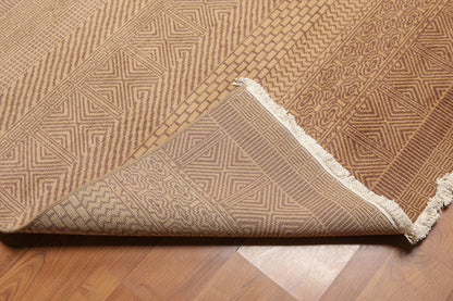 8' x 10' Hand Knotted Contemporary 100% Wool Pile Area Rug Tan
