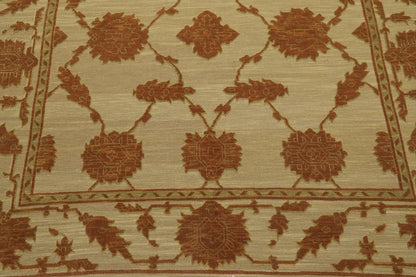 6' x 9' Hand Knotted Wool & Silk High Low Pile Area Rug Beige