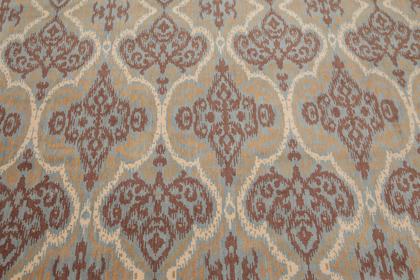 6' x 9' Hand Knotted IKAT Design 100% Wool Area rug Aqua