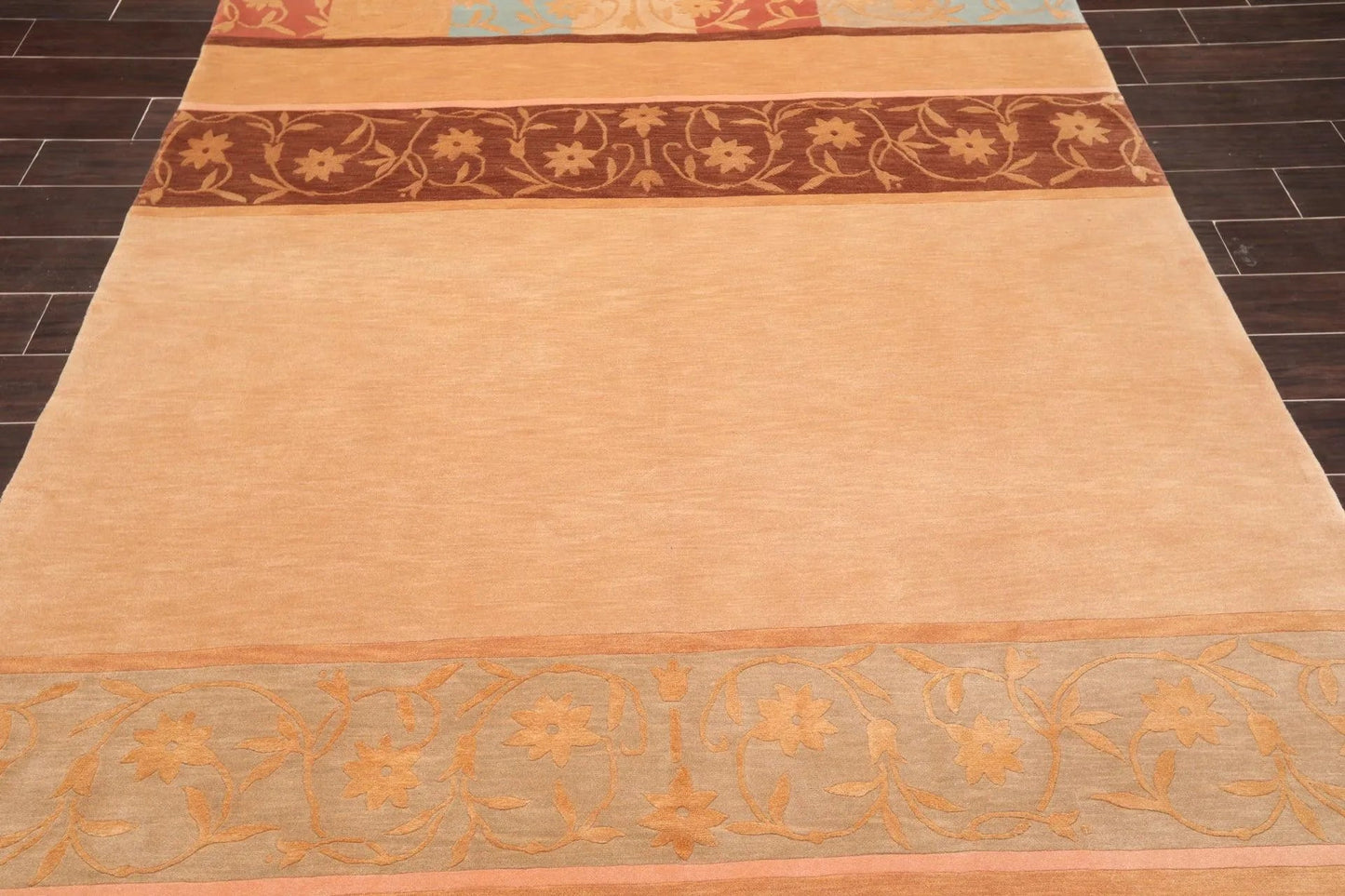 6' x 9' Hand Knotted Superfine Wool & Silk Tibetan Modern Area Rug Tan