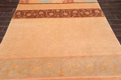 6' x 9' Hand Knotted Superfine Wool & Silk Tibetan Modern Area Rug Tan