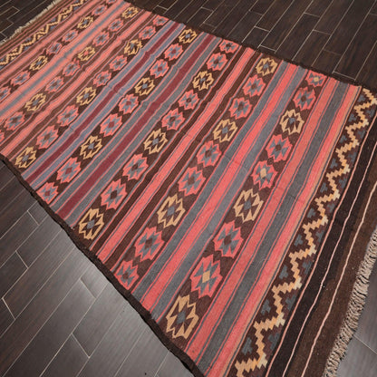 5'5" x 11'6" Vintage Hand-Woven Southwestern Kilim Oriental Area Rug Runner Rose