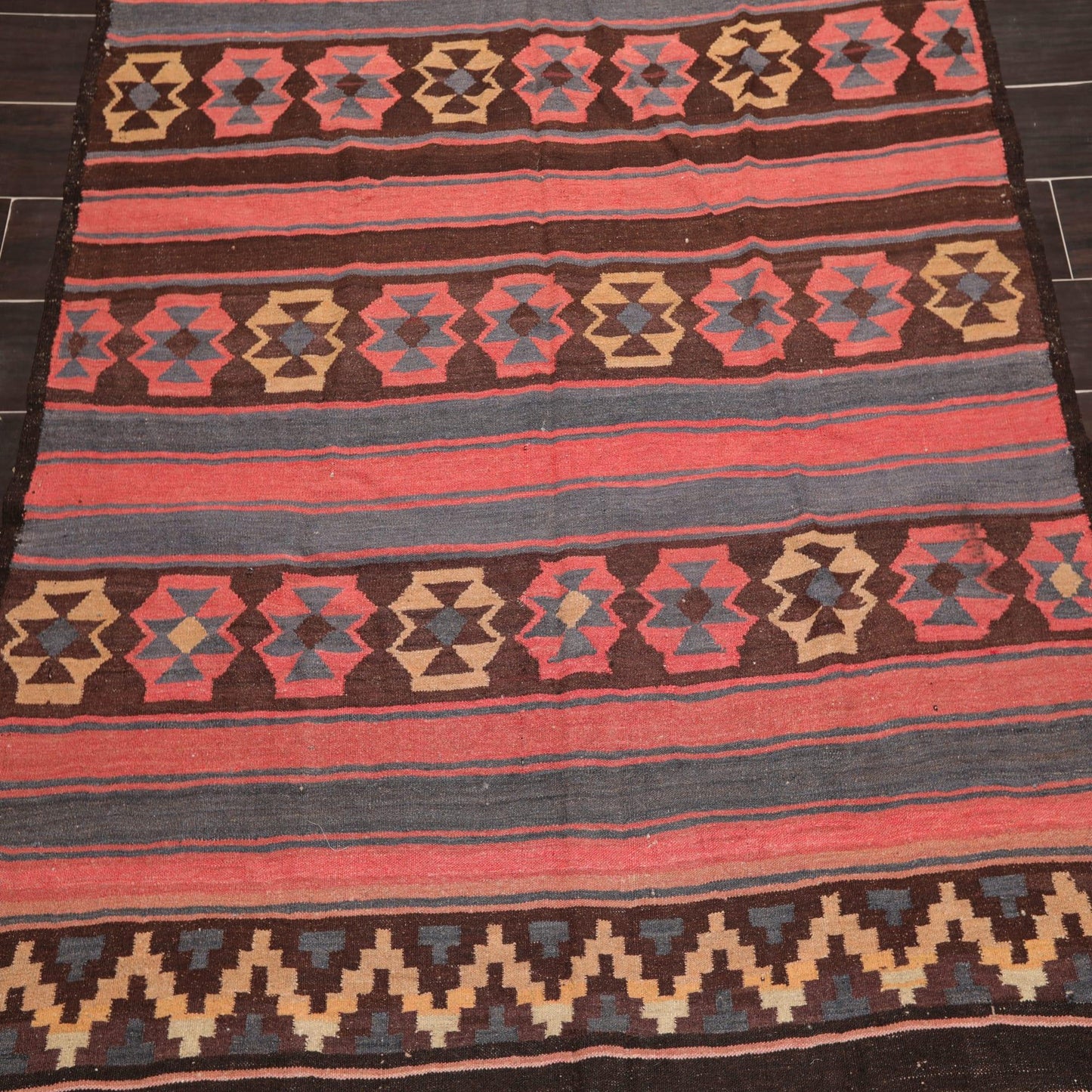 5'5" x 11'6" Vintage Hand-Woven Southwestern Kilim Oriental Area Rug Runner Rose