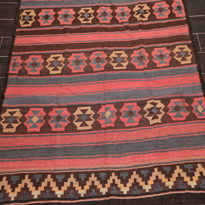 5'5" x 11'6" Vintage Hand-Woven Southwestern Kilim Oriental Area Rug Runner Rose