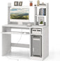 White Desk With Hutch And Charging Station For Home Office