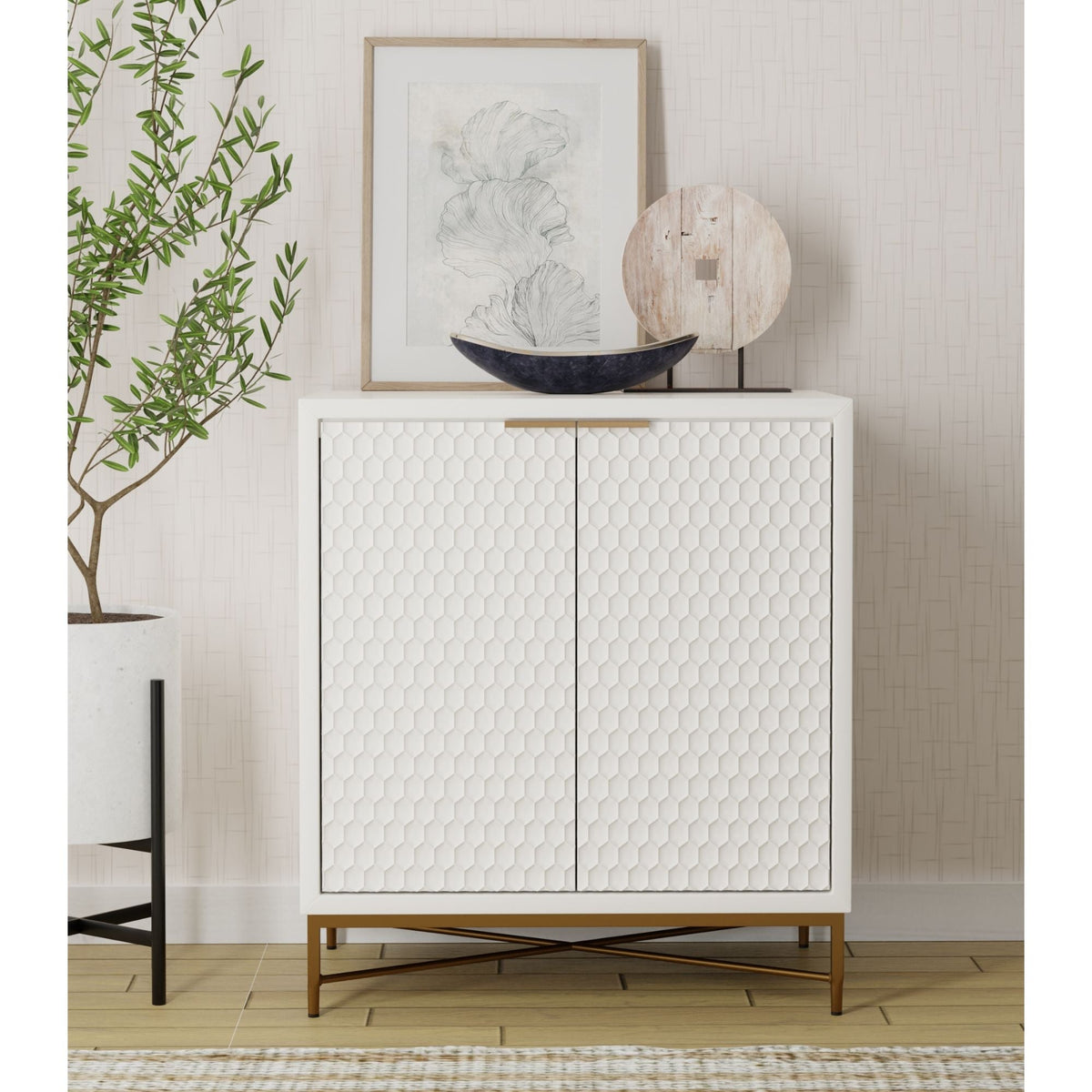 White Pearl Bar Cabinet