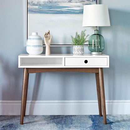 Wood Writing Desk with Drawer Spacious Top and Storage